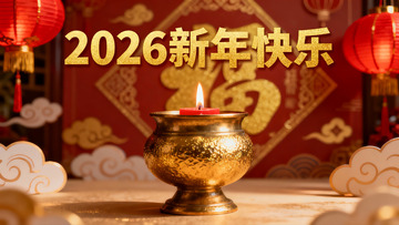 新年灯笼烛光祈福图
