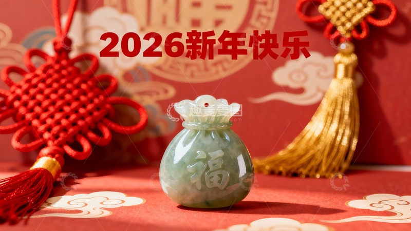 高清大图下载【趣麦麦图】新年翡翠福袋装饰品