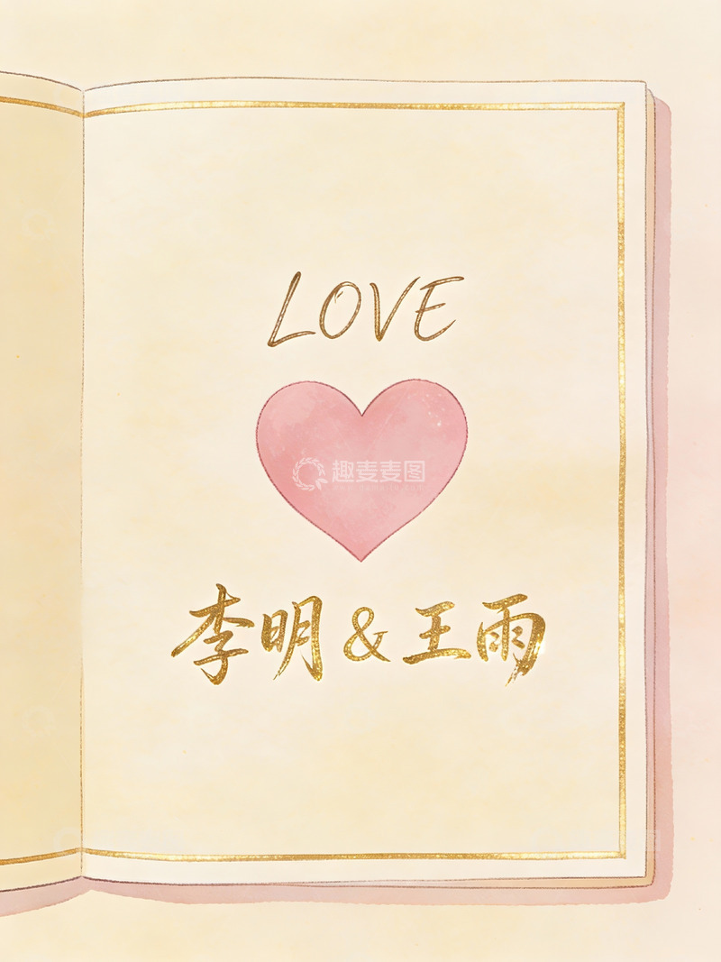 高清大图下载【趣麦麦图】爱情手绘书页插画