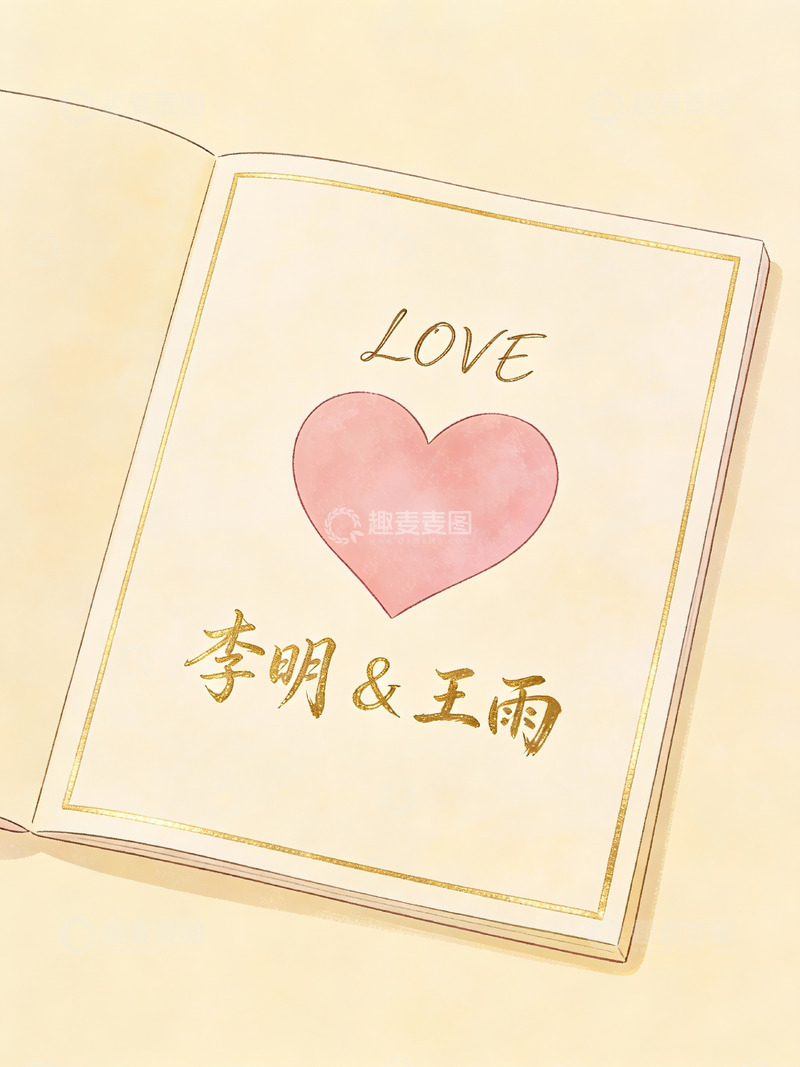 高清大图下载【趣麦麦图】爱情纪念册封面插画