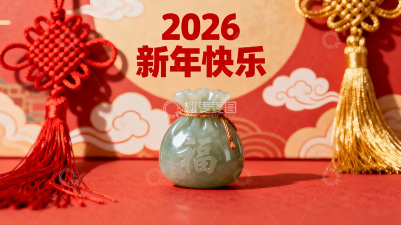 高清大图下载【趣麦麦图】新年玉袋红绳装饰图