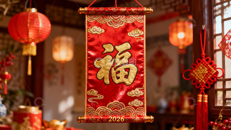 高清大图下载【趣麦麦图】春节装饰红福字挂饰