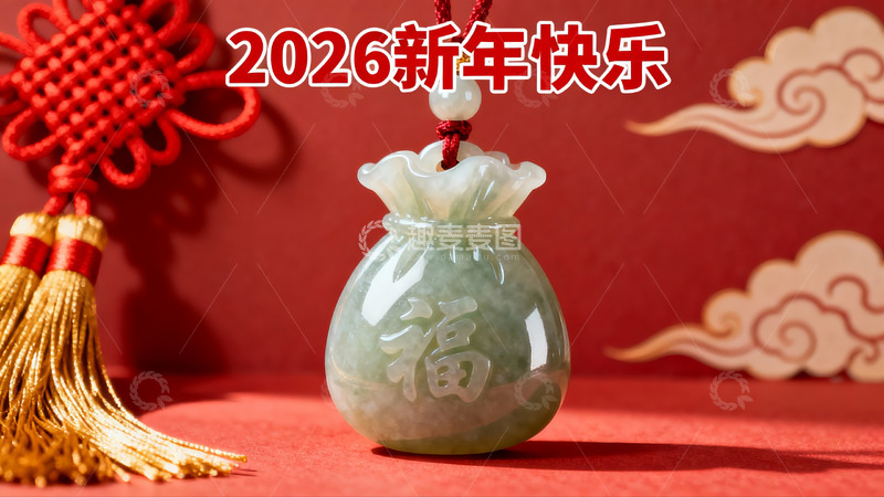 高清大图下载【趣麦麦图】玉坠挂饰新年祝福