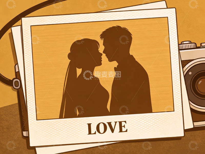 高清大图下载【趣麦麦图】情侣剪影照片与相机