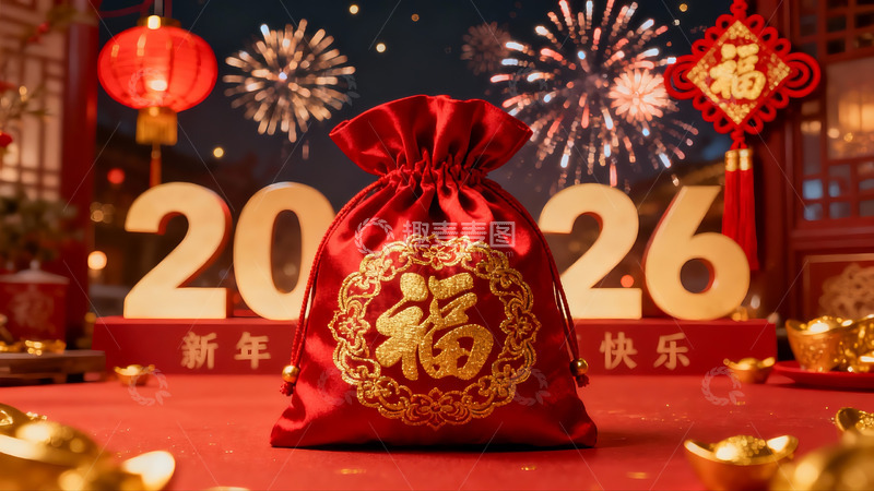 高清大图下载【趣麦麦图】新年红包烟花璀璨夜