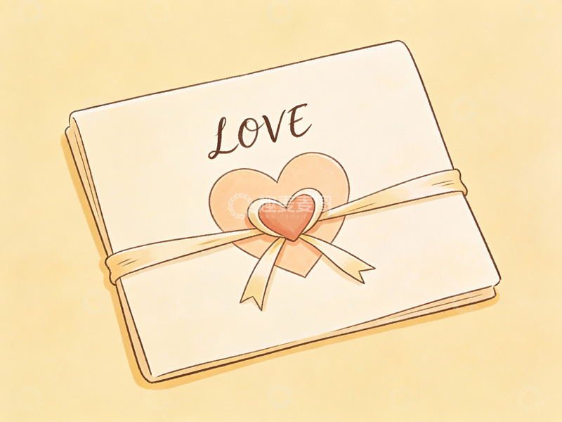 高清大图下载【趣麦麦图】系着丝带的爱意信封