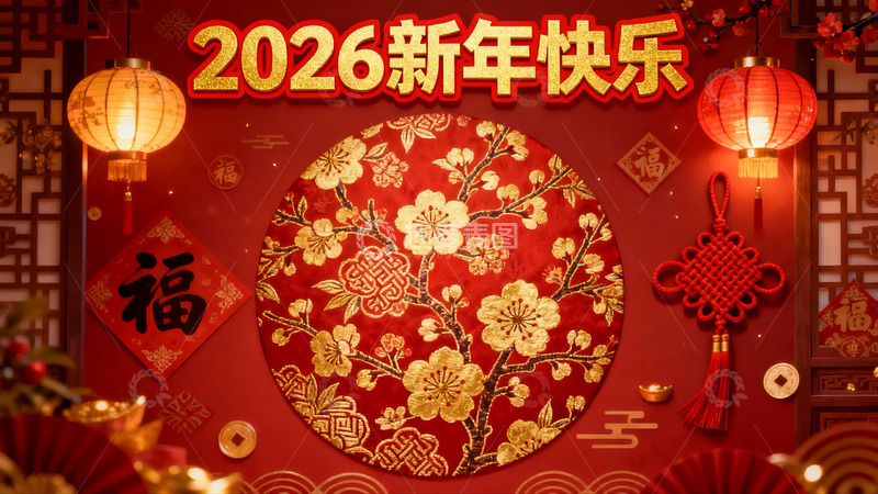 高清大图下载【趣麦麦图】2026新年装饰红灯笼挂饰