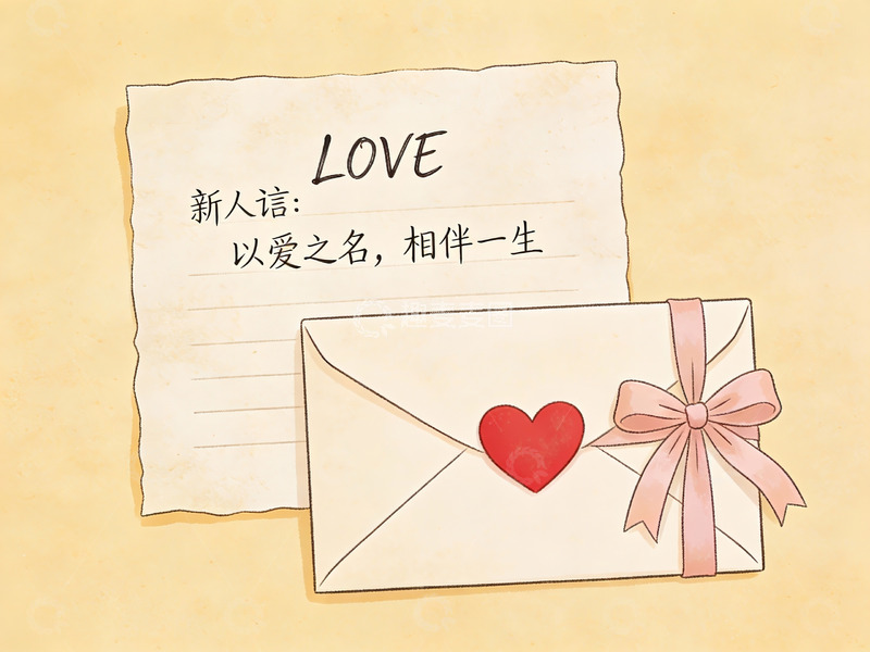 高清大图下载【趣麦麦图】情书与爱心信封插画