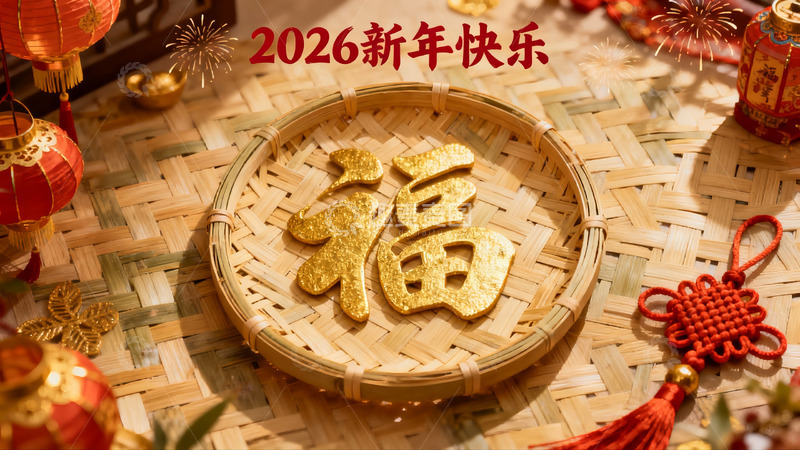 高清大图下载【趣麦麦图】新年福字装饰篮