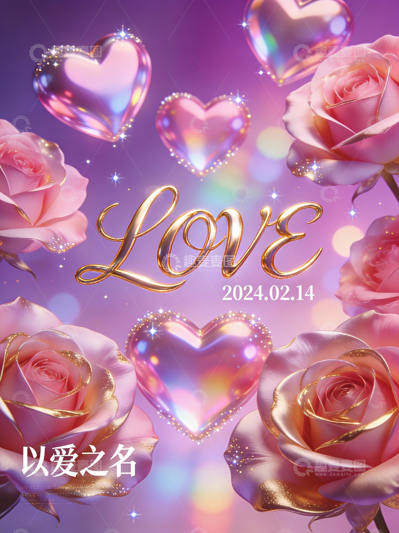 高清大图下载【趣麦麦图】情人节主题浪漫海报