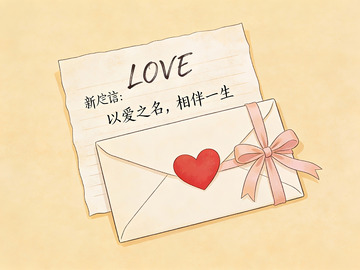 情书与爱心信封插画