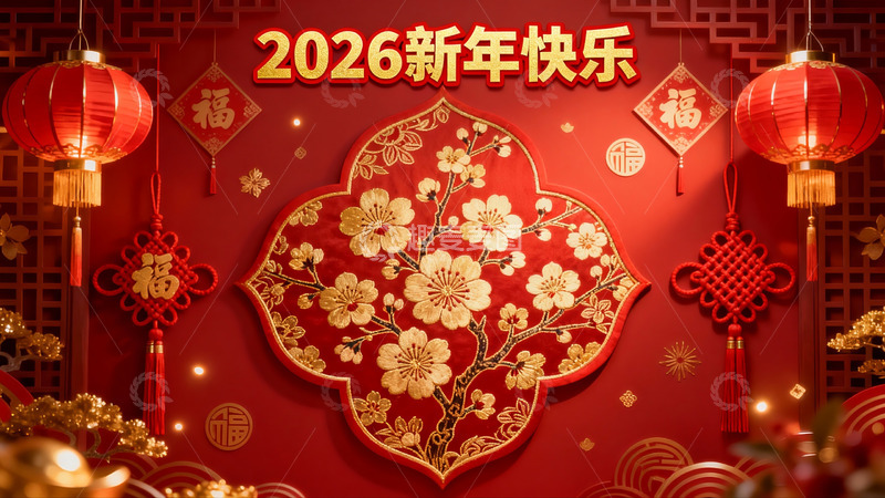 高清大图下载【趣麦麦图】新年红色装饰挂饰