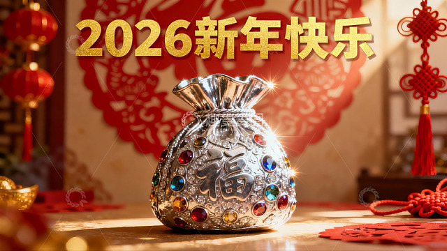 新年装饰银袋寓意吉祥