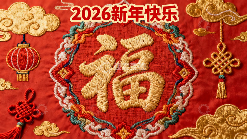 高清大图下载【趣麦麦图】新年刺绣福字图案