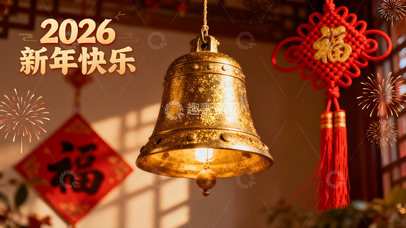 高清大图下载【趣麦麦图】新年装饰金钟挂饰迎新春