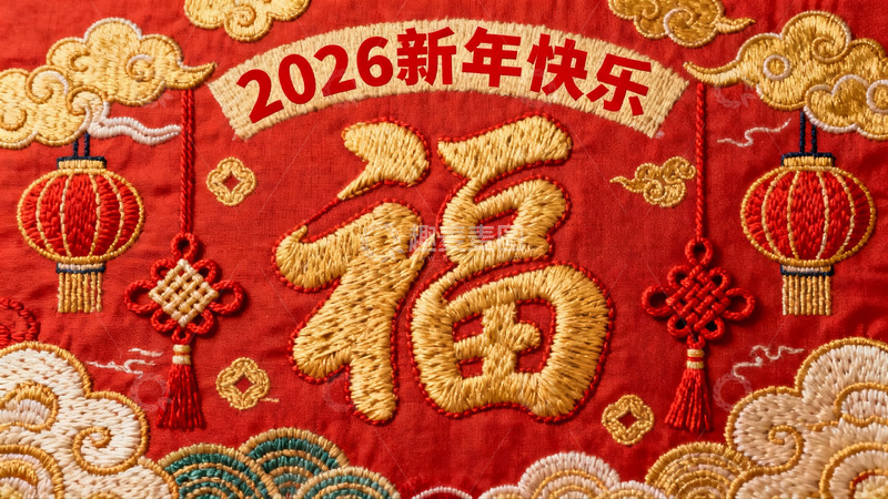 高清大图下载【趣麦麦图】新年刺绣福字挂饰