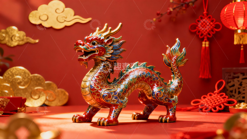 高清大图下载【趣麦麦图】春节龙雕摆件与装饰品
