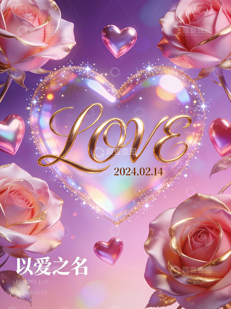 高清大图下载【趣麦麦图】情人节主题浪漫海报