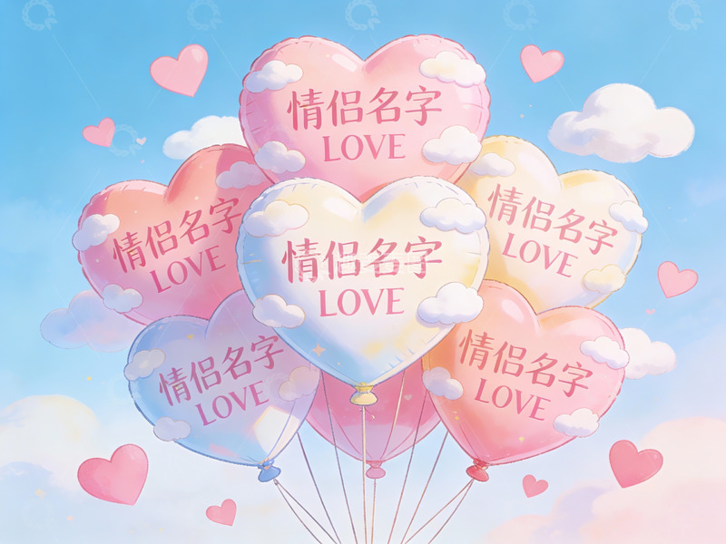 高清大图下载【趣麦麦图】心形气球飘浮蓝天