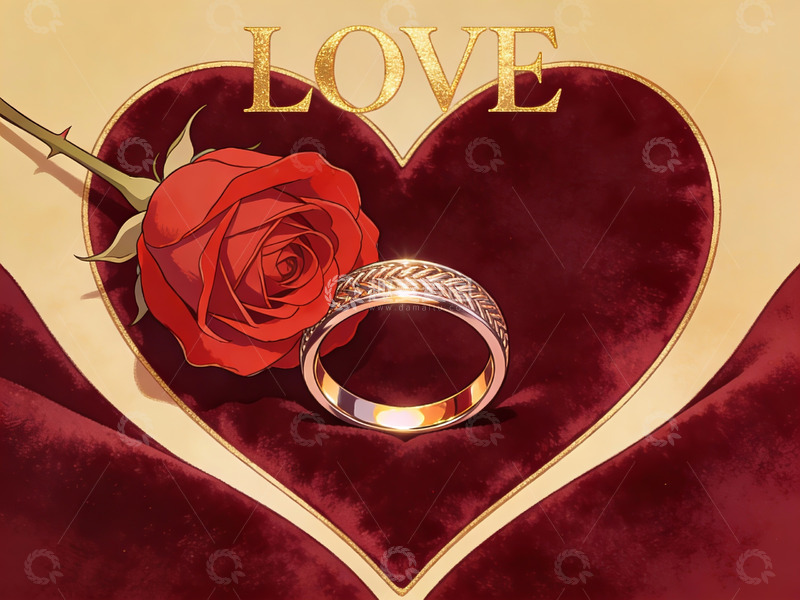 高清大图下载【趣麦麦图】玫瑰与戒指的浪漫象征