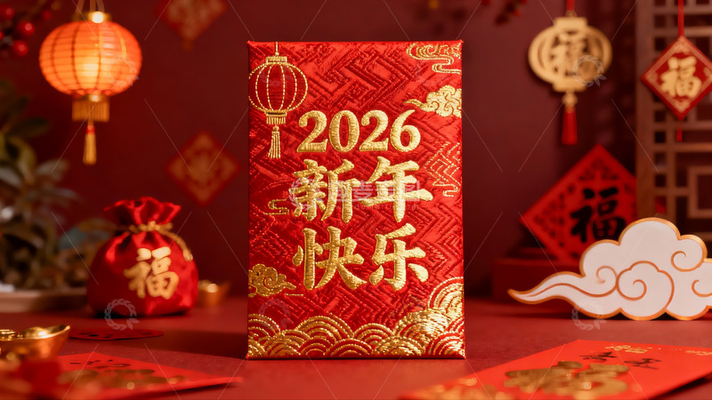 高清大图下载【趣麦麦图】红色新年红包与节日装饰