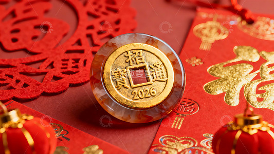 新年招财进宝摆件特写