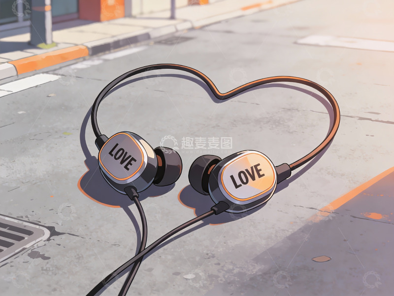 高清大图下载【趣麦麦图】耳机线形心街景