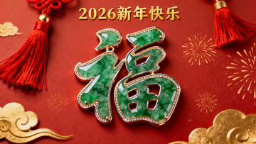 新年翡翠福字挂件