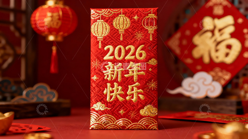 高清大图下载【趣麦麦图】新年红包与传统装饰品