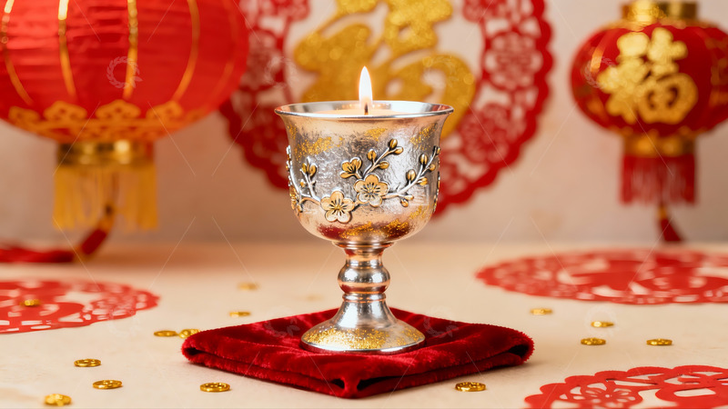 高清大图下载【趣麦麦图】春节装饰中的银烛台