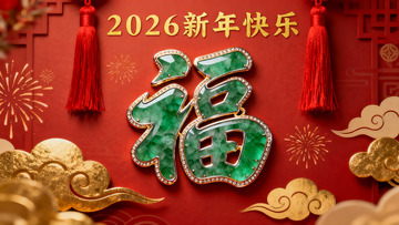 新年翡翠福字挂饰