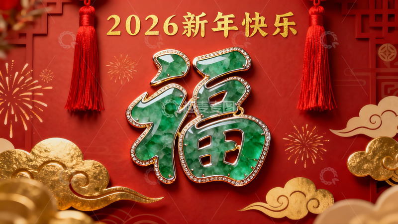 高清大图下载【趣麦麦图】新年翡翠福字挂饰