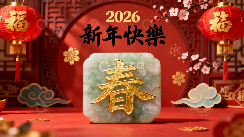 高清大图下载【趣麦麦图】新年春节装饰玉牌福字