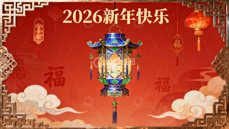 高清大图下载【趣麦麦图】2026新年红灯笼装饰图