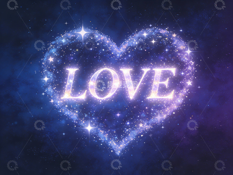 高清大图下载【趣麦麦图】星光心形中的爱字