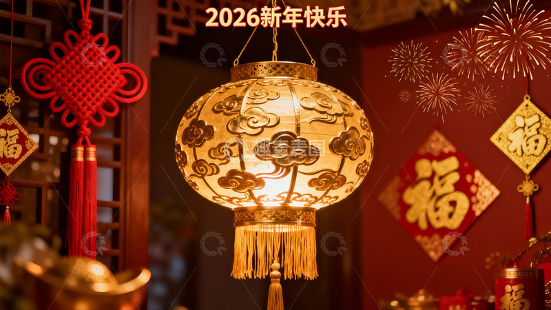 高清大图下载【趣麦麦图】新年灯笼挂饰喜庆氛围