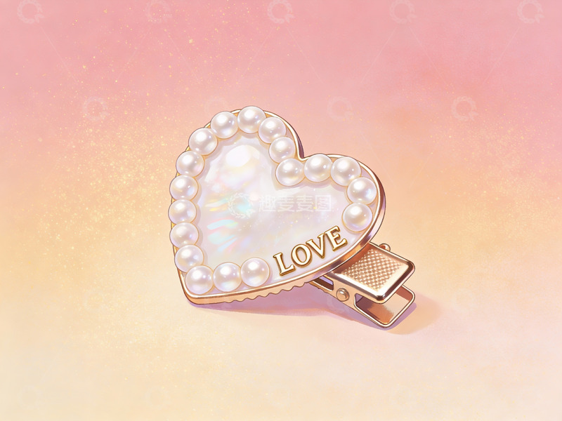 高清大图下载【趣麦麦图】珍珠心形发夹饰品