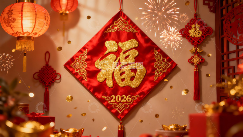 高清大图下载【趣麦麦图】春节装饰挂件与烟花