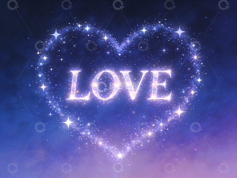 高清大图下载【趣麦麦图】星光心形中的爱字