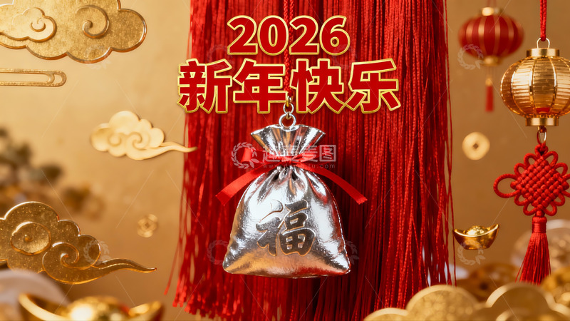 高清大图下载【趣麦麦图】新年装饰红袋挂饰