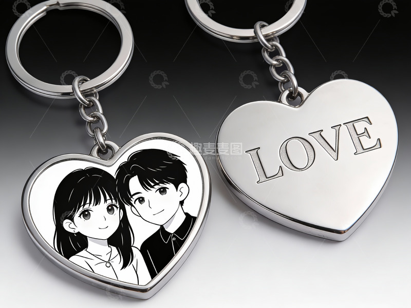高清大图下载【趣麦麦图】情侣心形钥匙扣