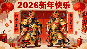 新年门神守护大门迎祥瑞