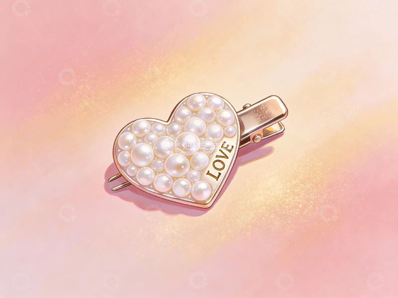 高清大图下载【趣麦麦图】珍珠心形发夹