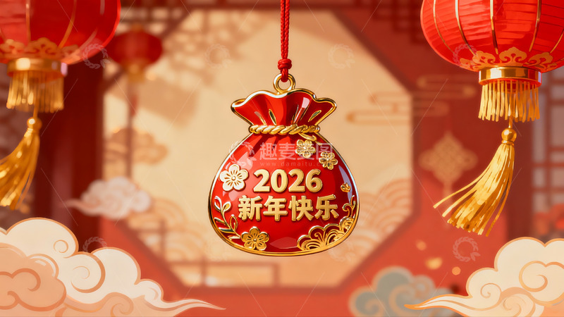 高清大图下载【趣麦麦图】新年挂饰红灯笼喜庆图案