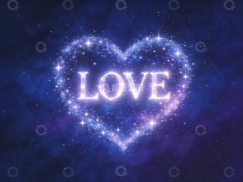 高清大图下载【趣麦麦图】星光心形中的爱字