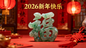 翡翠福字摆件新年装饰