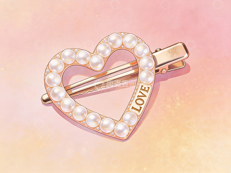 高清大图下载【趣麦麦图】珍珠心形发夹