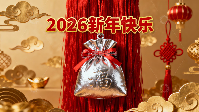 高清大图下载【趣麦麦图】新年装饰银袋挂饰