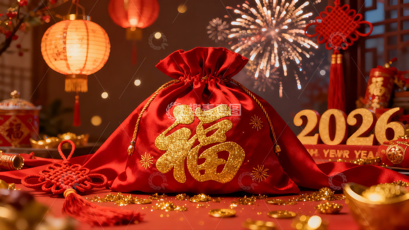 高清大图下载【趣麦麦图】春节红包烟花装饰场景