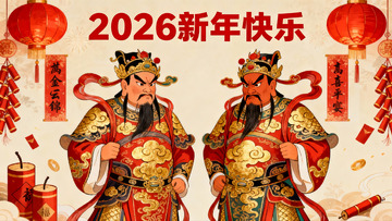 2026新年快乐传统门神图